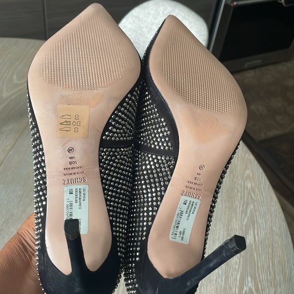 Schutz low crystal heels , size 10; new main image 2